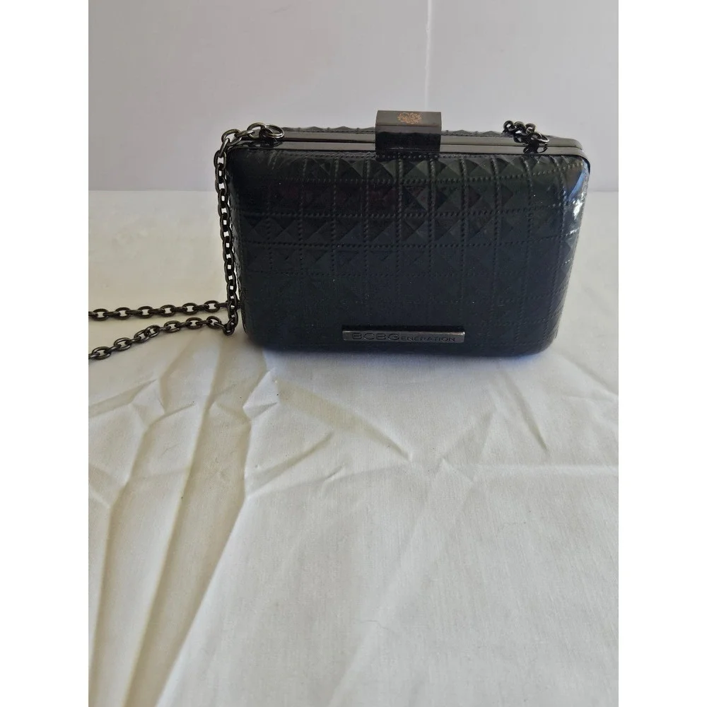 BCBGMAXAZRIA Black Box Clutch Evening‎ Bag with Chain